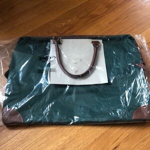 Polo Ralph Lauren Classic Weekender Top Handle Zipper Carry on Bag Green Brown